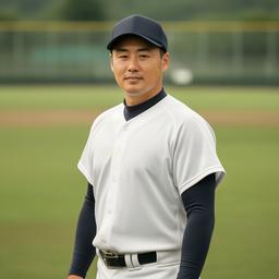 京丹後の球場でユニフォーム姿で立つ内野手ノブタカ Kunii